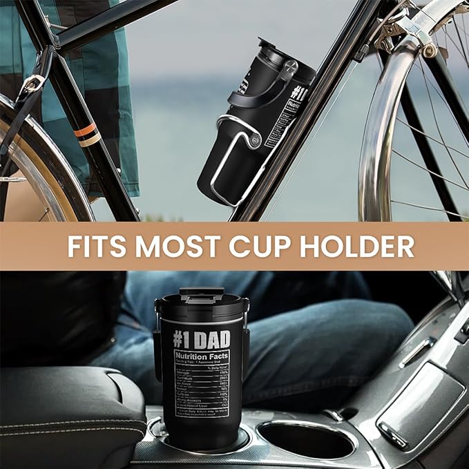 Best Dad Ever Tumbler 30oz with Carry Handle, Stainless Steel Insulated Tumblers Travel Cup with Flip Straw Lid, Gifts for Dad from Daughter Son, Dads Gift for Birthday Christmas Fathers Day