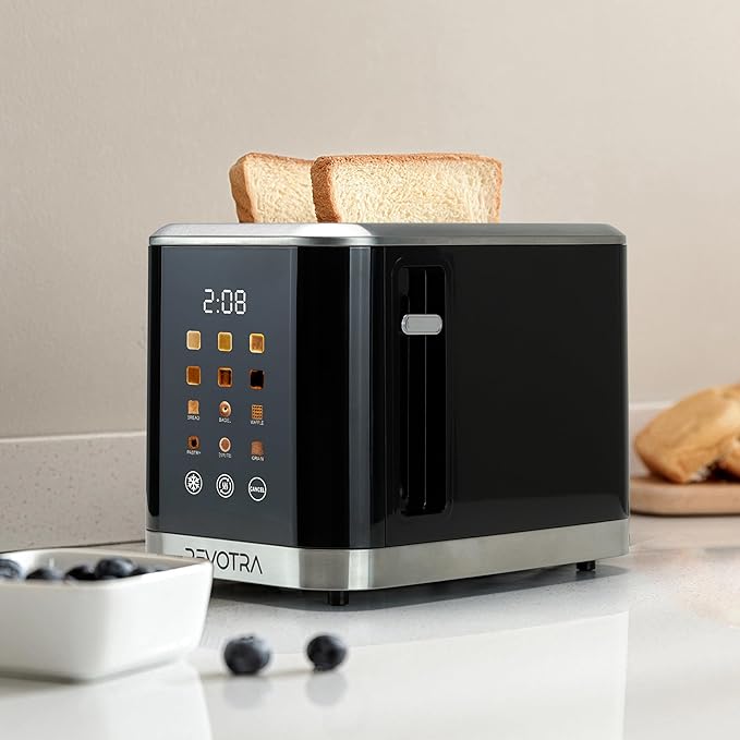 2 Slice Toaster Stainless Steel with LED Display, Extra Wide Slots, 6 Shade Settings, Defrost/Reheat/Cancel, Removable Crumb Tray – Compact Toaster for Bagels & Waffles, christmas gift