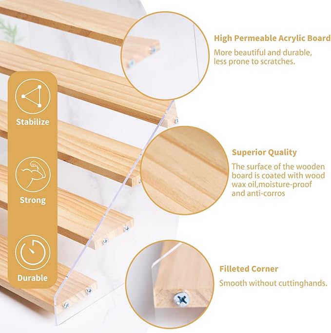 Kitchen Cabinet Organizer,5 Tiered Wooden Spice Rack Organizer for Cabinet,Perfect for Kitchen Countertops & Pantry Storage,Ideal for Home Cooks & Organized Kitchens(5 Tier)