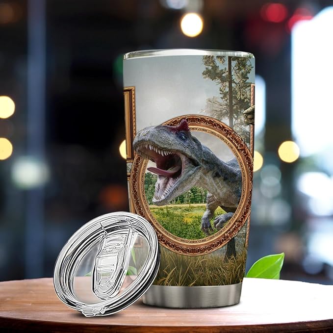 winorax Dinosaur Tumbler Dinosaurs Lover Gifts Cup Double Wall Vacuum Insulated Tumbler 20oz Dino Coffee Travel Mug Cups Birthday Christmas Fathers Day Cup Gift For Men Women Kids Teen Boys