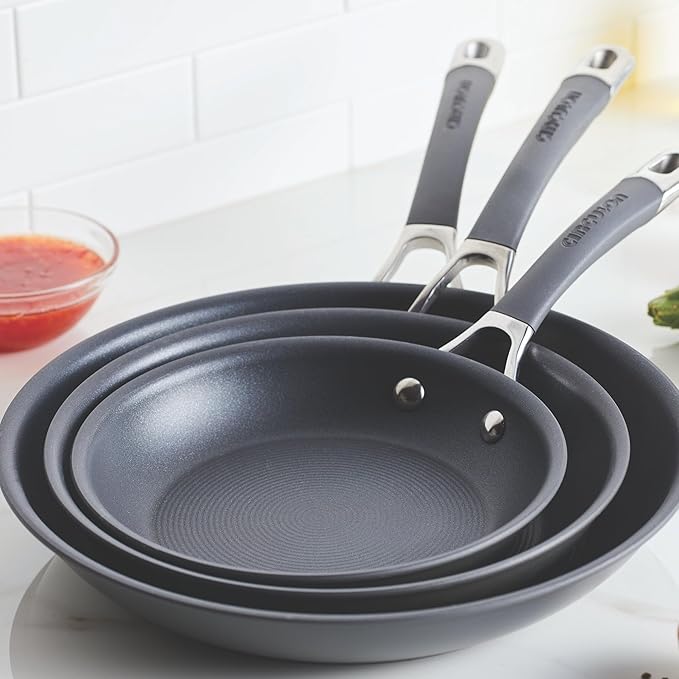Circulon Radiance Hard Anodized Nonstick Frying / Fry Pan Set / Skillet Set - 8.5 Inch, 10 Inch, and 12.25 Inch , Gray