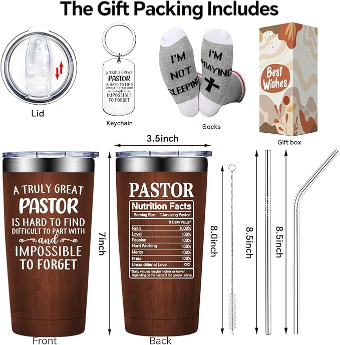 Pastor Gifts for Men - Pastor Christmas Appreciation Gifts - Thank You, Religious, Christian Gift for Pastors - 20oz Tumbler