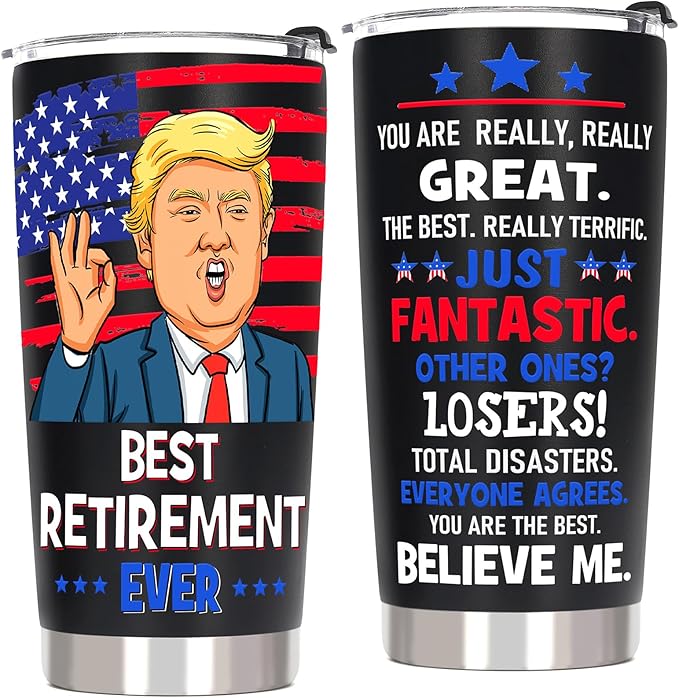 Best Retirement Gifts for Men, Happy Retirement Tumbler - Funny Retired Gifts for Men, Coworker Leaving Farewell Going Away Gift for Coworkers Friends, 20 OZ Stainless Steel Insulated Coffee Cup