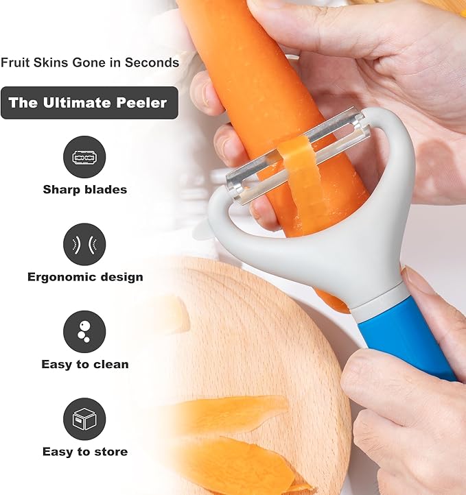 Li&Zhao Potato Peelers - Y-Shaped Potato Peelers with Non-Slip Silicone Handle, Vegetable Peelers for Kitchen, Doesn’t Ruin Manicure Silky Effortless Peel Potatoes, Carrots, Apples, Veggies and More