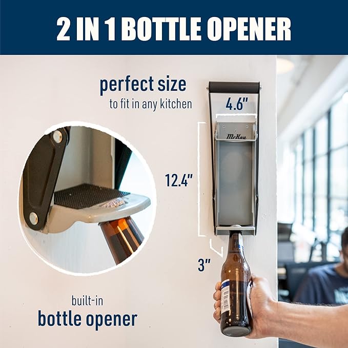 Mckay 12 Oz. Metal Can Crusher, Can Crusher Wall Mounted, Can Crushers for Recycling Wall-Mounted Smasher for Aluminum Seltzer, Soda, Beer Cans and Bottles, Gadgets for Home - Grey