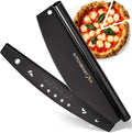 KitchenStar 14-Inch Pizza Cutter Rocker Blade - Sharp Stainless Steel Slicer Knife, Protective Cover, Black Nonstick, Large - Professional Pizza Oven Accessories