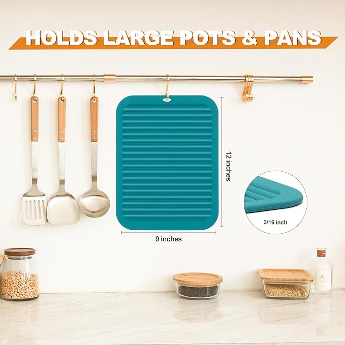 Joyhalo 4 Pack Silicone Trivets for Hot Pots and Pans,480℉ Heat Resistant Trivets for Hot Dishes,Hot Pads for Countertop,Kitchen Potholders,Dark Green