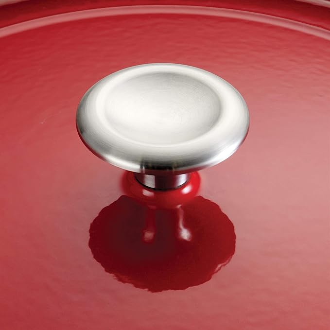 Tramontina Bestow Enameled Cast Iron Saucier Pan with Lid, 3-quart, Red