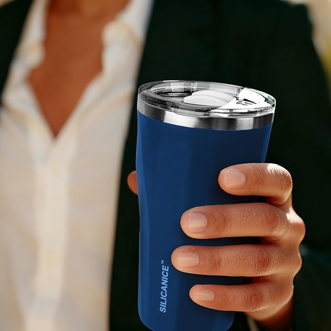 20oz Soft Touch Diamond Tumbler - Double Wall Stainless Steel Vacuum Insulated Coffee Cup With Detachable Slider Lid | BPA Free, Dishwasher Safe, Thoughtful Gift for Her - Navy Blue