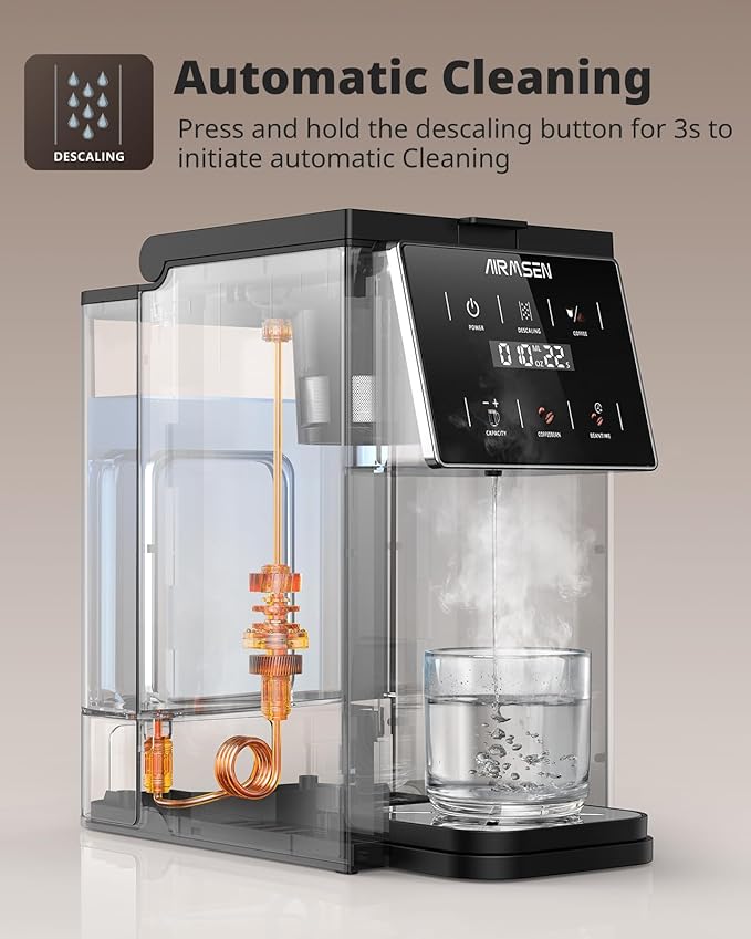 AIRMSEN Grind & Brew Coffee Maker with Grinder - Single Serve Machine Compatible with K-Cup Pods & Ground, 1000W Fast 6-14oz Brewer, Descaling Alert, Touchscreen & 50oz Removable Tank