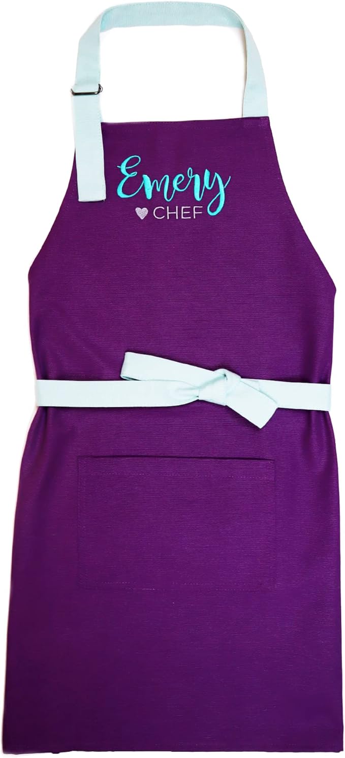 Kids Apron - Embroidered Personalized Cooking Custom Apron with Name, Adjustable, Cotton, with Pockets, for cooking