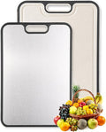 Cutting Boards for Kitchen, 2 in 1 Titanium Cutting Board, Food-Grade Double Sided Pure Titanium & Wheat Straw PP Chopping Board for Meat/Vegetables