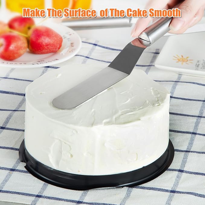 2 PCS Picxeic Offset Spatula，Premium Stainless Steel Cake Decorating Tools - One Set Include 6, 8 inch, Icing Spatula for Home Cooking