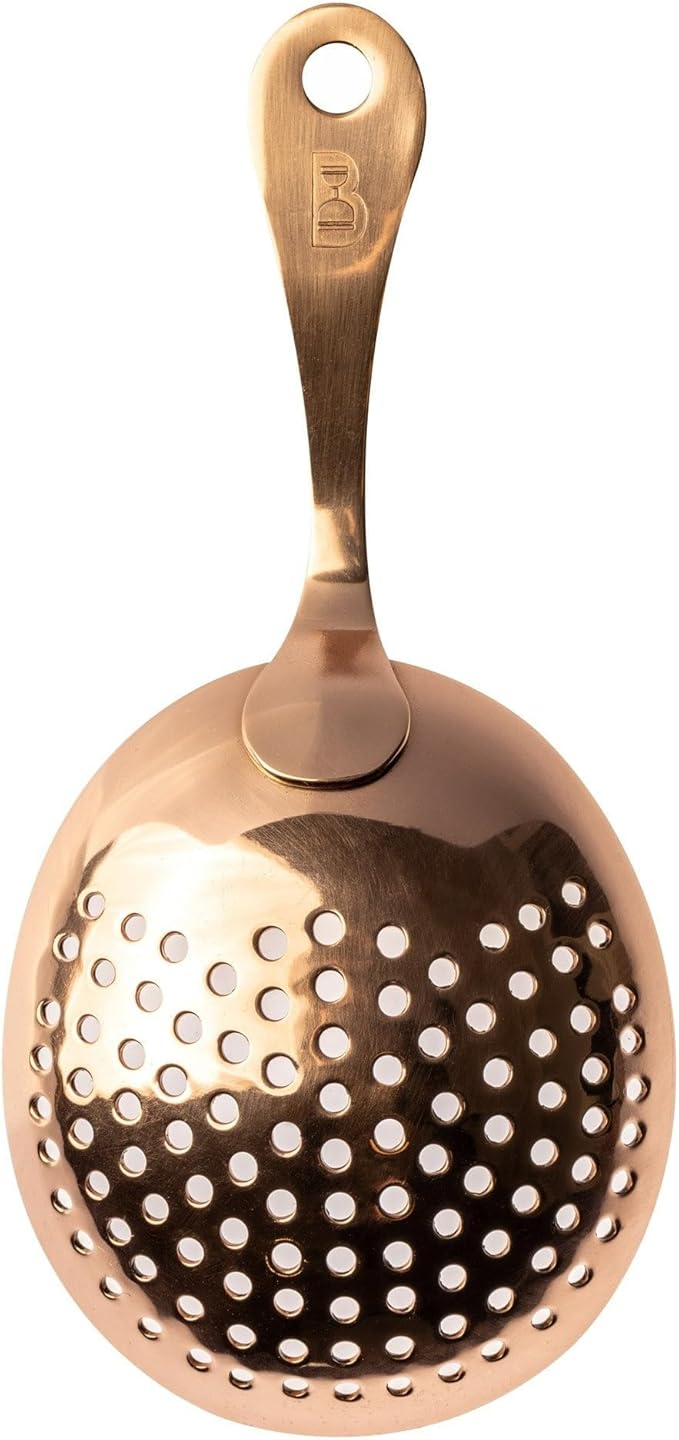 Bull in China Julep Strainer with Handle - 100% Copper | Bar Hand Sieve | Cocktail sifter | Strainer for Bartending