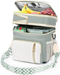 LOKASS Lunch Box & Lunch Bag for Women Men Double Deck,Large Insulated Adult Lunch Box Leakproof Lunchbox Cooler Bag for Work Picnic Beach,（Olive Green16L）