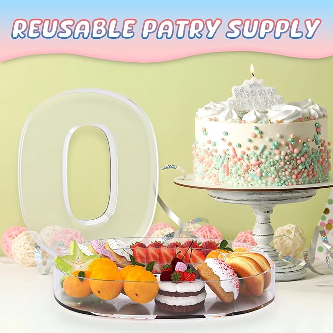 11" Acrylic Number Charcuterie Board Box, Reusable Fillable Number Cake Candy Dish Display Serving Tray for Birthday Anniversary Party Decoration (0)
