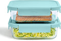 Bentgo Glass Leak-Proof Food Storage Set - 4-Piece Glass Containers with BPA-Free Airtight Lids, Reusable & Durable for Leftovers & Meal Prep - Microwave, Freezer, Oven & Dishwasher Safe (Soft Aqua)