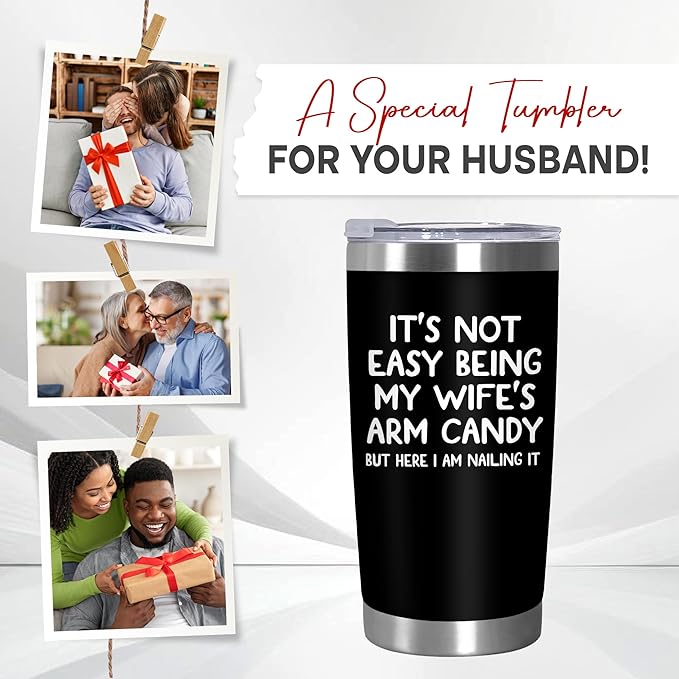 Christmas Birthday Gifts For Husband from Wife - 20 oz Stainless Steel Insulated Coffee Tumbler with Lid - Anniversary Wedding Gifts Gifts for Him Men Husband from Wife, Presents for Men