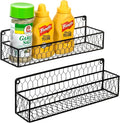 MyGift 2 Pcs Spice Rack Wall Mount, Small Seasoning Shelf Organizer, 12-Inch Chicken Hanging Kitchen Condiment Storage Display, Black Wire