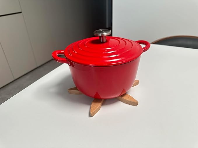 Wooden Trivets for Hot Dishes Mat Coasters Pot Plate Bowl Teapot for Kitchen Natural Foldable Stackable Christmas Tree (Beech Wood)