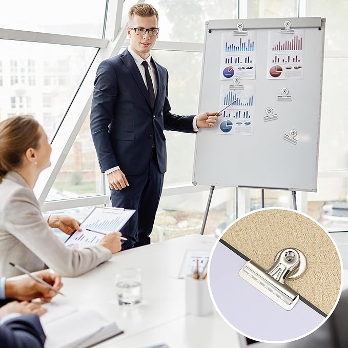 18 Pcs 18 Pcs Magnetic Clips 2.2 Inch Metal Heavy Duty Refrigerator Magnet Clips with Box for Whiteboard Fridge Photo Displays Office School Classroom(Silver)