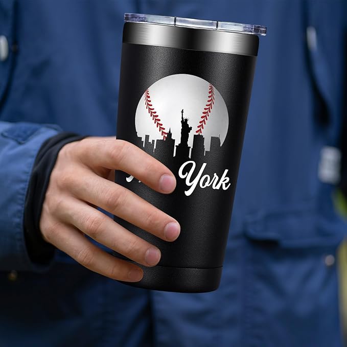 BIRGILT Legends New York Baseball City Skyline Gifts - Baseball Gifts for Men, Christmas, Father's Day, Birthday Gifts for Fans - Tumbler Cup 20oz