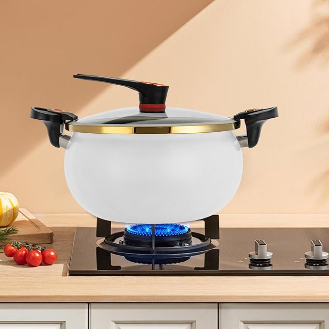 8L Micro Pressure Cooker Maifan Stone Soup Pot, Non-Stick Pot Multi-Function Micro Pressure Cooking Pot Gas Stove/Open Fire Induction Cooker Universal Stew Pot (White)