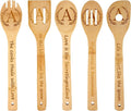 5PCS Initial Wooden Cooking Spoons Initial Gifts Kitchen Decor Personalized Customized Monogrammed Birthday Gifts for Women Mother,New Mom,Teacher,Wife,Daughter,Sister,Housewarming Wedding (Letter A)