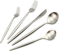 20-Pieces Silver 18/10 Stainles Steel Flatware Set, Knife Fork Spoon Silverware Set, Dinnerware Set Service for 4, Matte Finish, Dishwasher Safe
