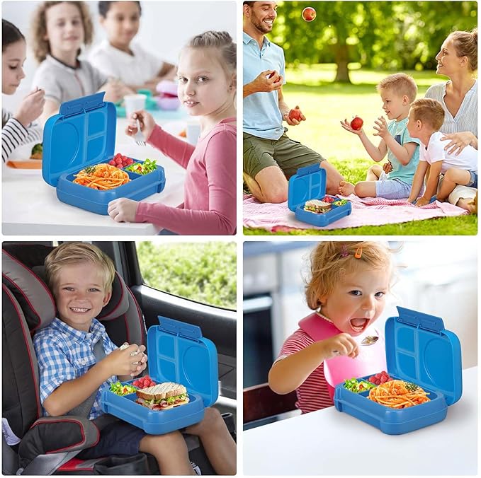 MAISON HUIS Chill Bento Lunch Box for Kids Adult with Ice Pack 3 Compartments Leakproof Lunch Containers Keep Food Cold for Girl Boy School