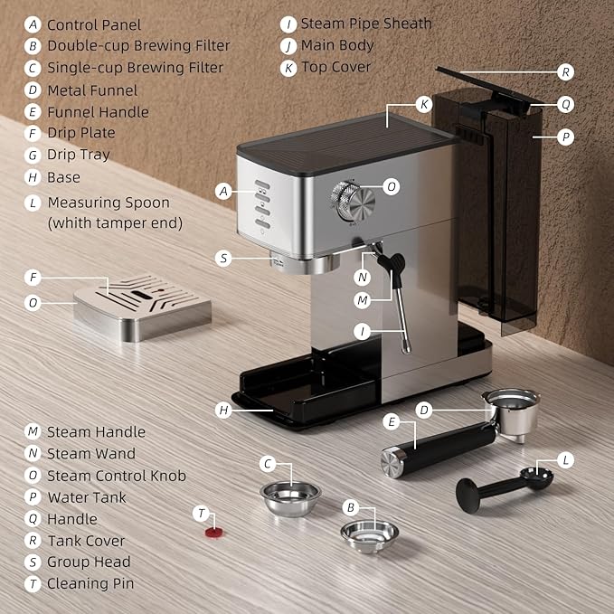 Espresso Machine 20 Bar with Rapid Cold Brew - Hot & Iced Coffee Maker, Built-in Steam Wand, Touch Screen, 37oz Water Tank -Perfect for Lattes, Cappuccinos, and Gift for Coffee Lovers