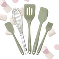 Starpack 'Flip & Whip' Premium Silicone Baking Utensils Set (5 Pcs) - 10" Green Cooking Utensils with Large and Small Spatulas, Whisk and Basting Brush - Heat Resistant to 600°F - Baking Tool Set
