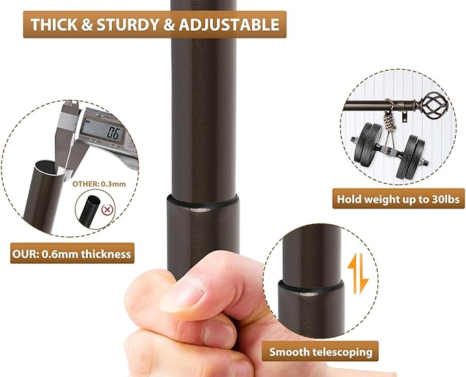 KAMANINA 1 Inch Double Curtain Rod 140 to 195 Inches (12-16 Feet), Antique Bronze Curtain Rods for Windows 60 to 191, Heavy Duty Telescoping Drapery Rods with Twisted Cage Finials