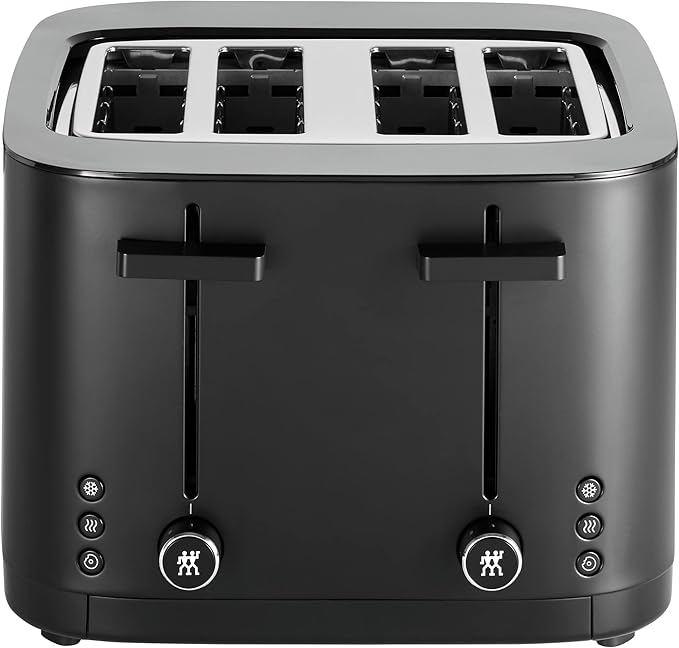 ZWILLING Enfinigy, 4-Slice Toaster with 4 Slots, Extra Wide 1.5" Slots for Bagels and Toast, Black