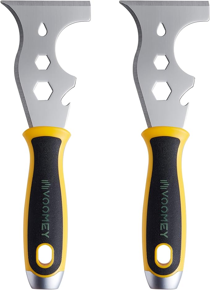 Voomey 12-In-1 Putty knife, Paint Scraper Tool, Stainless Steel Paint Scraper, 2 packs, Metal Scraper for Cleaning Paint Rollers, Hammers, Removing Wall Cracks