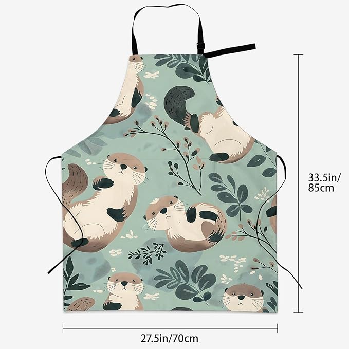 Colorful Pug Apron for Women Men 28x33in, Kitchen Chef Aprons with 2 Pockets, Polyester, Pug Dog Apron