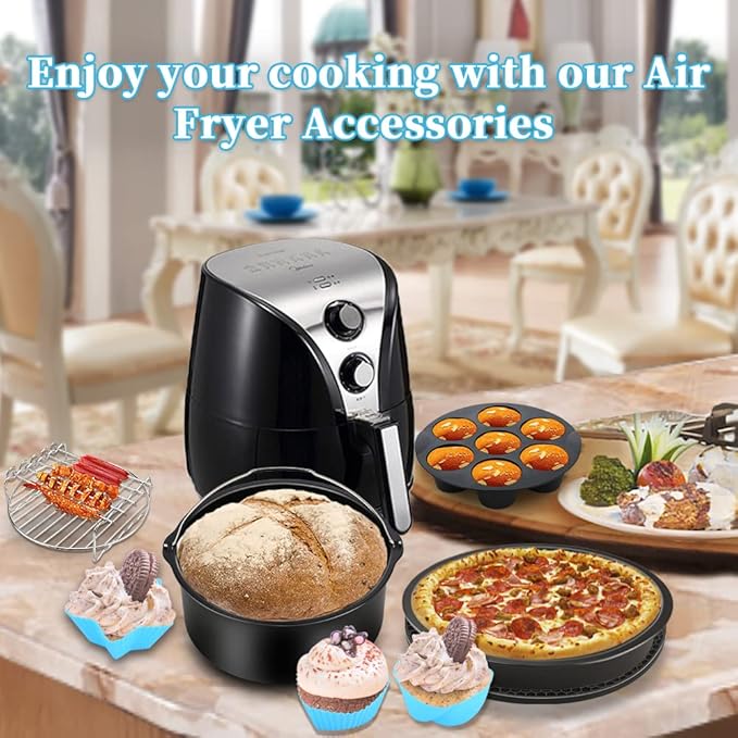 SIK Air Fryer Accessories, 13PCS for Ninja COSORI Power XL 5.3QT - 8QT Air Fryer with 9 Inch Cake Barrel
