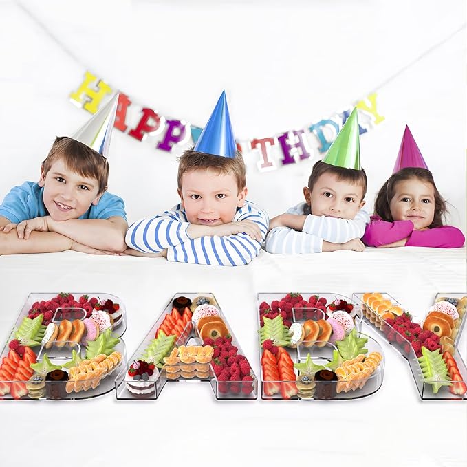 13.8" Extra Large Acrylic Letter Charcuterie Board Box, Reusable Fillable Letter Cake Candy Dish Display Serving Tray for Birthday Anniversary Party Decoration (Y)
