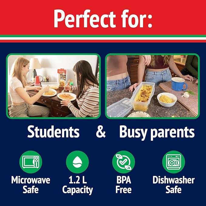 Fasta Pasta Microwave Pasta Cooker- The Original (2PK)- Cooks up to 4 Servings- No Mess, Sticking or Waiting For Boil- Perfect Al Dente Pasta Every Time- For Dorms, Kitchens, Offices- Made in the USA