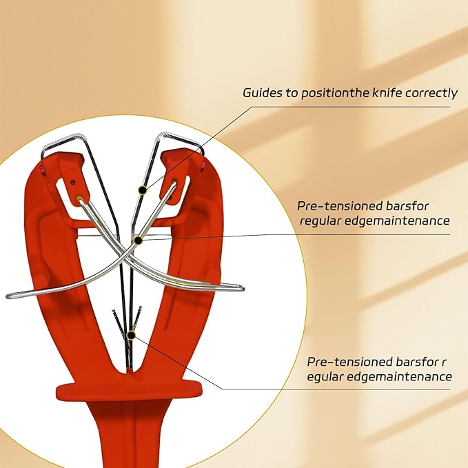 Stainless Steel Knife Sharpener Tool with Bracket, Maintenance Sharpening Tool for Kitchen Abattoirs Knives Helps Repair Sharpens, Hones, Polishes Blades (Red)