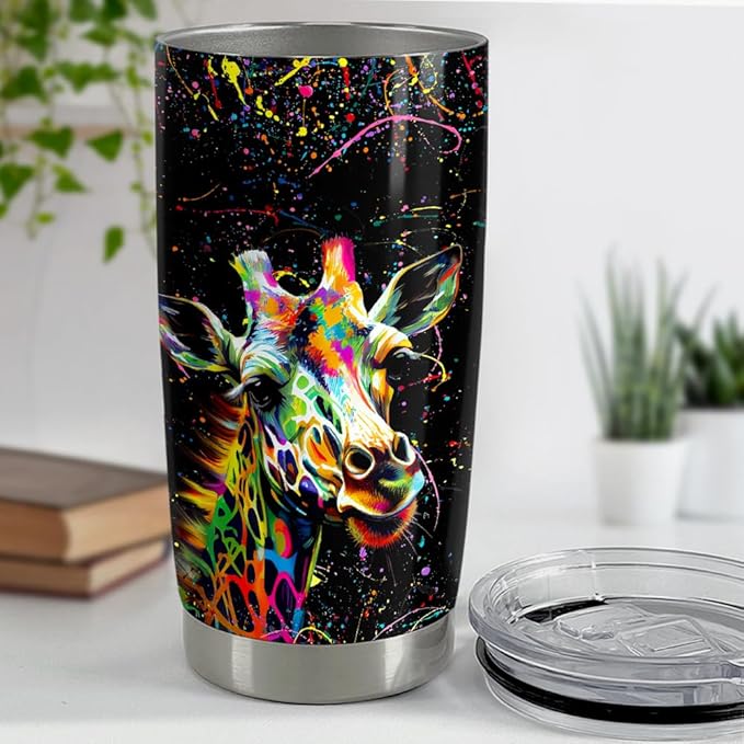 SANDJEST Giraffe Tumbler 20oz Giraffe Gifts for Women Girls Teen Stainless Steel Insulated Tumblers Coffee Travel Mug Cup Gift for Birthday Christmas