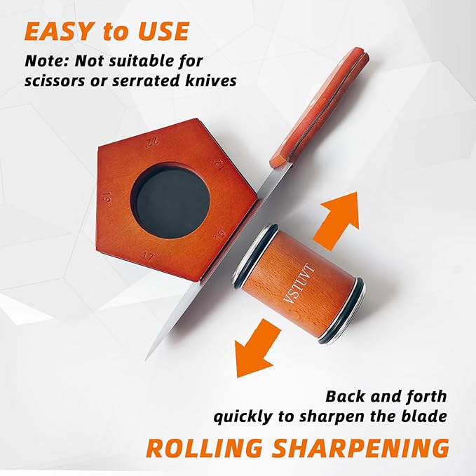 Rolling Knife Sharpener Kit with 5 Sharpening Angles(12°,15°,17°,19°,22°) for Easy Knife Sharpening, Kitchen Knife Sharpener Suitable as Kitchen Gadgets & Gifts（Brown）