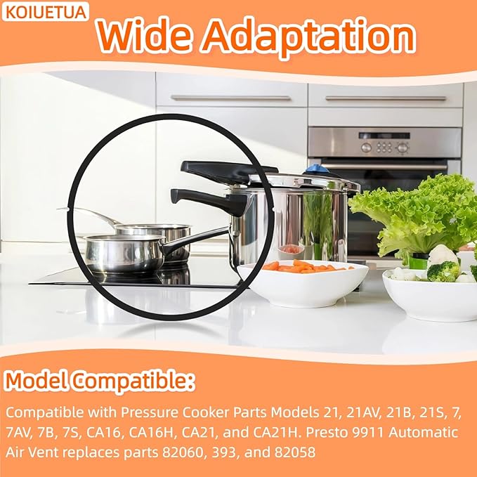 09907 Pressure Canner Sealing Ring & Auto Air Vent Kit – Fits Presto CA16, CA16H, 21 Qt Pressure Cookers