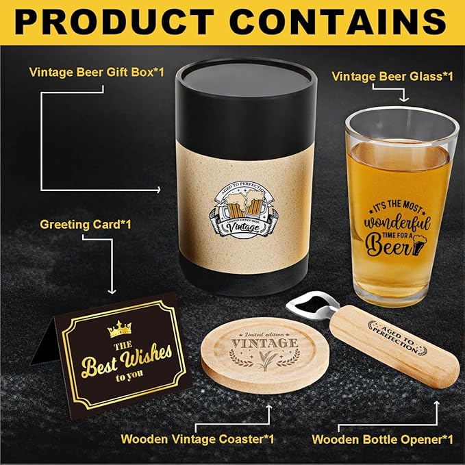 Vintage Father's Day Birthday Gifts for Fathers Your Dad Funny Beer Drinking Glass It's the Most Wonderful Time for a Beer Glass Gift for Men Dads Brew Lovers Present