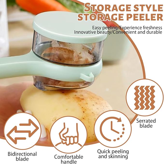 Box Storage Kitchen Peeler, Box Storage Kitchen Special Fruitpeeler, Double-Sided Stainless Steel Multi-function Peeler for Home Kitchen (2PCS Mixed)