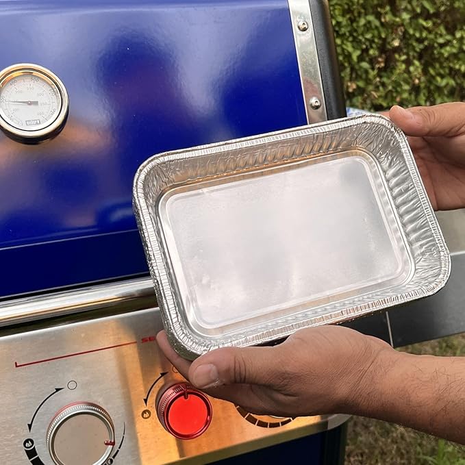 Drip Pans for Weber, Disposable Aluminum Foil Grease Trays for Weber Grills, Universal Replacement Liners for Weber Series, 8.6" x 6" - 100Pcs