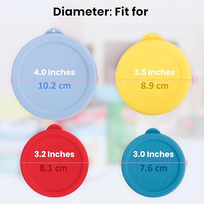 Valuable 7 Pcs Canning Essentials Bundle — 1 Pack Magnetic Can Opener & 2 Packs Can Strainers & 4 Packs Silicone Can Lids, Fit for 3.0''|3.2''|3.5''|4.0-inches Cans, Holiday Kitchen Gadgets