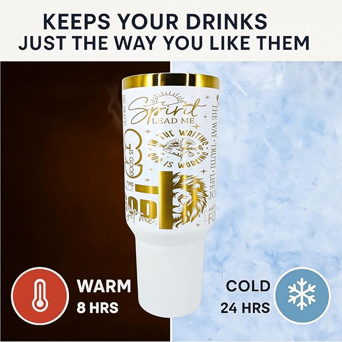 40oz Christian Tumbler with Handle & Straw | Stainless Steel Insulated Travel Mug | Christian Gift | Faith-Based Inspirational Cup (JesusThe Way Truth Life)