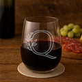 On The Rox Drinks Monogrammed Gifts For Women and Men - Letter A-Z Initial Engraved Monogram Stemless Wine Glass - 17 Oz Personalized Wine Gifts For Women and Men (Q)