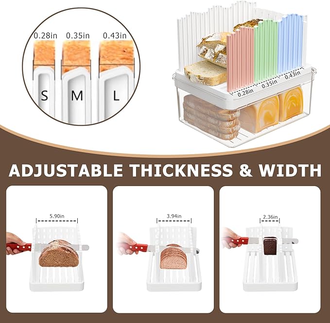Bread Box with Slicer, Portable Airtight Bread Storage Container with Lid Handle for Kitchen Counter, Bread Keeper for Homemade Bread,Toast, Bagel, Cookies, White